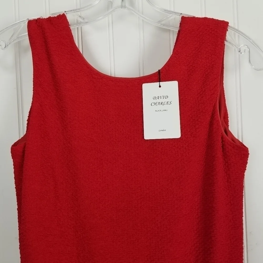 David Charles NWT Girls Sz 14 Yrs Full Skirt Sleeveless Textured Dress Bow Red